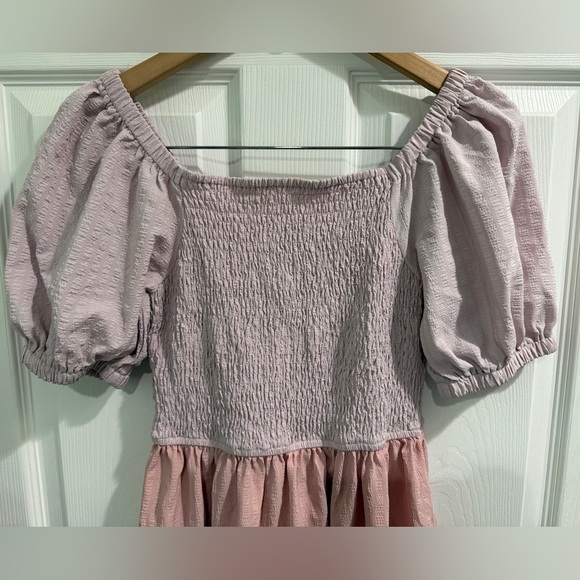 AnnieWear LA Pink Colorblock Cottagecore Dress Size Small Pockets - Picture 2 of 5